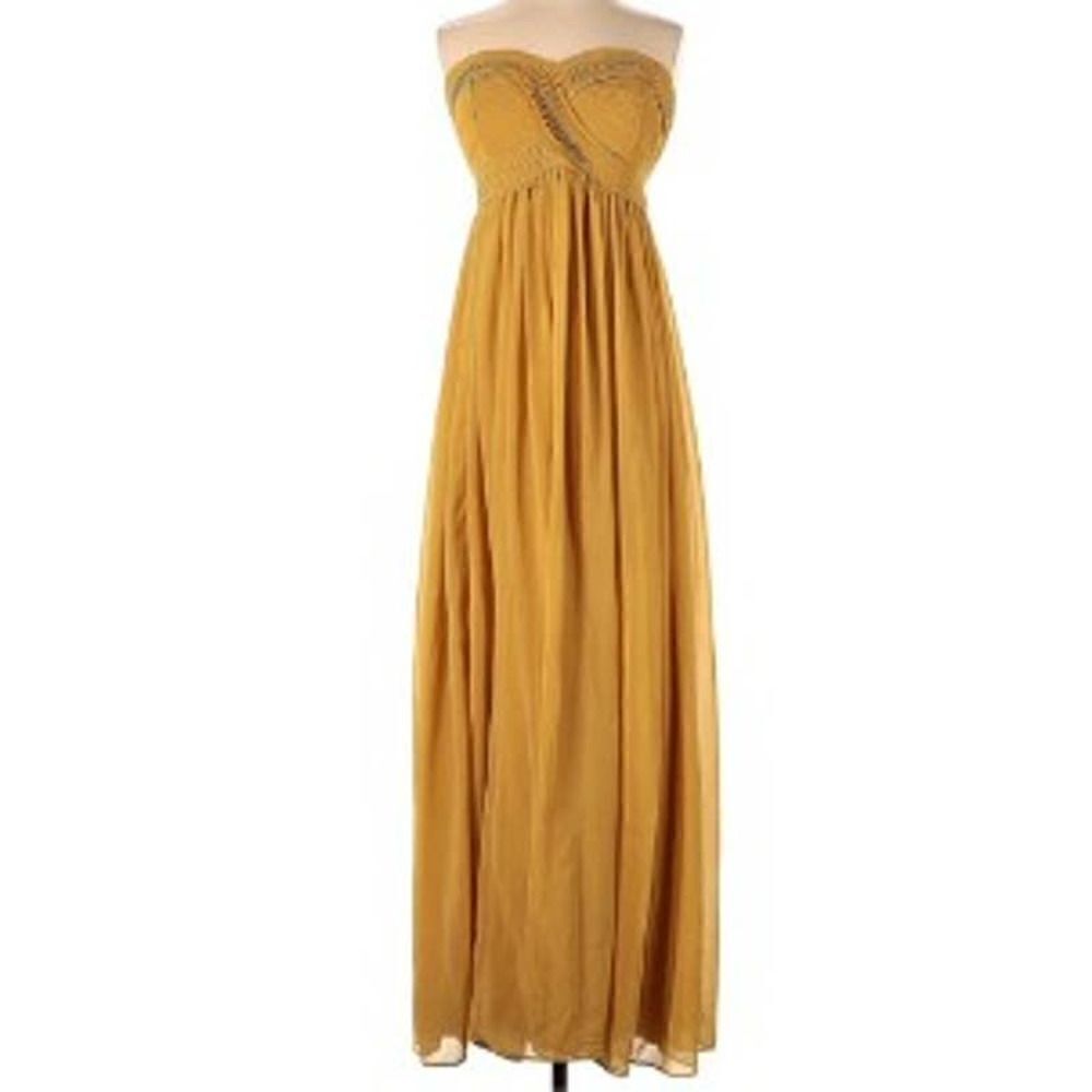 Aryn K Strapless Yellow Maxi Dress Nwt Sz. L